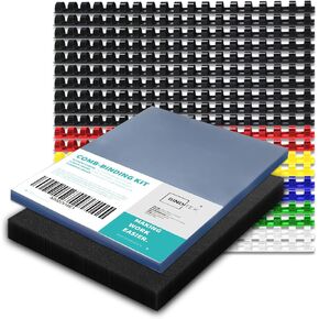Binditek 120 Pack Binding Covers and Combs kit, Includes 50 Pcs 8mil Clear PVC, 20 Pcs 1/2" Binding Combs, 50 Black Paper Covers, for Letter Size