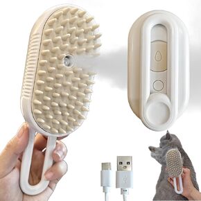 Cat Steam Brushes for Shedding, 4 in 1 Rechargeable Steam Brush for Cats and Dogs,Grooming Comb with Spray