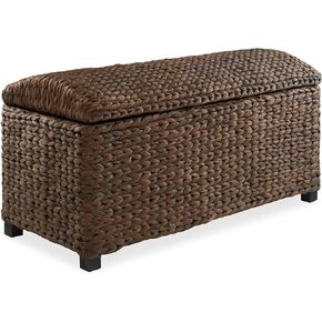 Casafield 36" Storage Trunk with Curved Lid and Safety Hinge - Natural, Water Hyacinth Wicker Storage Chest for Bedroom, Entry Way, Living Room