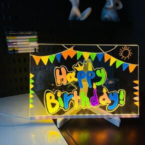 Led Drawing Board for Kids Color Note Board Light Board Light Up Drawing Board LED Note Board with 6 Colors for Kids (Transparent-Middle)