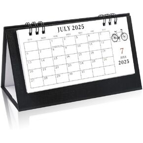 Gannyfer Small Desk Calendar 2025-2026, Small Standing Flip Calendar, July 2025 - June 2027, 24 Monthly Simplicity Desktop Calendar for Home, School and Office (6.89" x 3.54" Black)