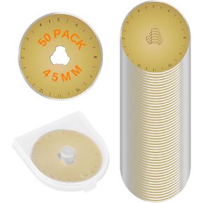 50-Pack 45mm Titanium Coated Rotary Cutter Blades | Replacement Rotary Blades for Fabric, Paper, Quilting & Crafting | Industrial Sharpness & Rust Resistance