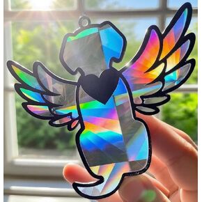 Dog Memorial Gifts for Loss of Dog, Angel Pet Memorial Suncatcher, Rainbow Bridge for Loss, Sympathy Gift