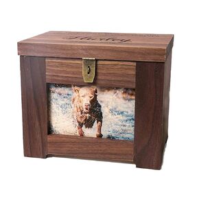 Pet Memory Urn Box with Name, Quote, or Poem - Premium Wood Custom Memorial Dog Keepsake