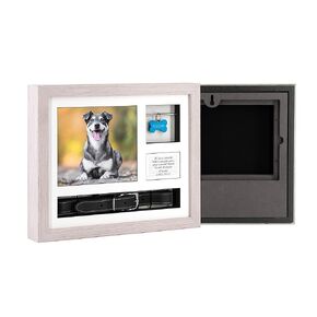 Dog Ashes Keepsake | Pet Urns for Dogs Ashes from Solid Wood | 12x10" Pet Memory Box with Pet Urn for Cat Dog Ashes | Pet Keepsake Urns for Dogs Ashes with Collar and Tag Gift Set (Light Grey)