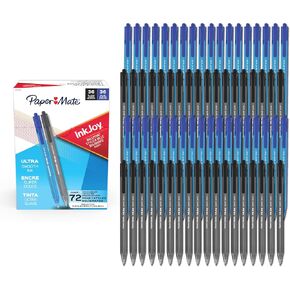 Paper Mate InkJoy 100RT Ballpoint Pens, Medium Point (1.0mm), Black and Blue Ink, 72 Count