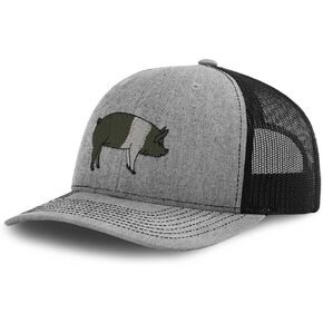 Hampshire Pig Embroidery Design Richardson Structured Front Mesh Back Cap Heather Gray/Black