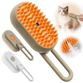 New Cat Steam Brush, 3 in 1 Pet Steam Groomer Brush, Rechargeable Pet Steam Groomer Comb for Massaging and Cleaning Shedding Pets Hair, Multifunctional Hair Removal Comb for Cats Dogs (White)