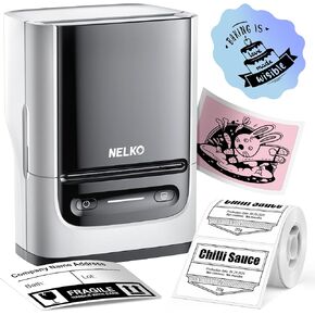 Nelko Label Maker Machine with Tape, PM220 Bluetooth Label Printer, 2 Inch Portable Thermal Printer for Small Business, Address, Logo, Clothing, Sticker Printer for iOS, Android & PC, White