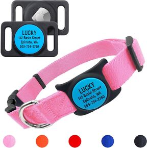 GoTags Personalized Dog Collar with Custom Engraved AirTag, Adjustable Dog Collar Pet ID Tag, Silent, No Noise Dog Tag for Large Medium or Small Dogs (Orange, Small)