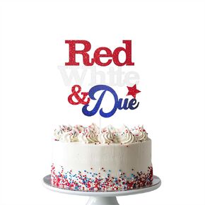 Red, White and Due 4th of July Baby Shower Gender Reveal Cake Topper 4th of July Independence Day Theme Baby Shower Cake Decoration for Boy or Girl Blue or Red Gender Reveal Decorations Party