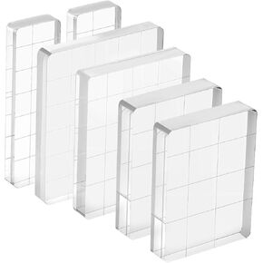 6 Pcs Acrylic Stamping Block Square Clear Stamping Block Tools with Grid Lines Acrylic Blocks Insert Decorative Stamp Blocks Essential Stampings Tool for Scrapbooking Crafts Making DIY Craft