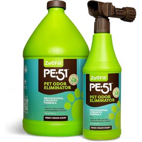 PE-51 Economy Pack - 1 Gallon & 32oz Garden Hose Spray Bottle – Pet Urine, Pet Odor, & Yard Odor Eliminator – Dogs Urine Odor Deodorizer – Outdoor Use – All Natural Eco-Friendly Enzymes