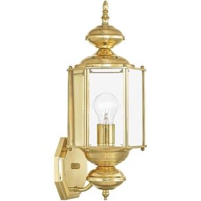Livex Lighting 2006-02 Basics 1 Light PB Outdoor Wall Lantern, Polished Brass