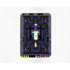 Retro Arcade Lightswitch Plate Pac Man Light Switch Cover I Love the 80's Retro Room Decor (1 Gang Decor)