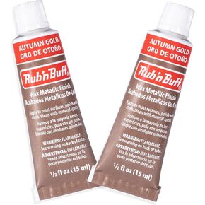 AMACO Rub n Buff Wax Metallic Finish - 2 Rub n Buff Autumn Gold 15ml Tubes - Versatile Gilding Wax for Finishing Furniture Antiquing and Restoration - Rub and Buff Colors Set of Two