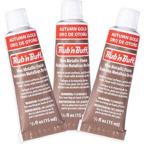 AMACO Rub n Buff Wax Metallic Finish - 3 Rub n Buff Autumn Gold 15ml Tubes - Versatile Gilding Wax for Finishing Furniture Antiquing and Restoration - Rub and Buff Colors Set of Three