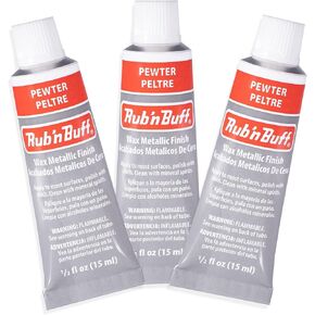 AMACO Rub n Buff Wax Metallic Finish - 3 Rub n Buff Pewter 15ml Tubes - Versatile Gilding Wax for Finishing Furniture Antiquing and Restoration - Rub and Buff Colors Set of Three