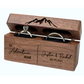 Custom Double Wooden Slim Ring Box for Wedding Ceremony - His and Hers Ring Box - Custom Ring Holder - Anniversary, Birthday gift ideas By NorthStar Engraving