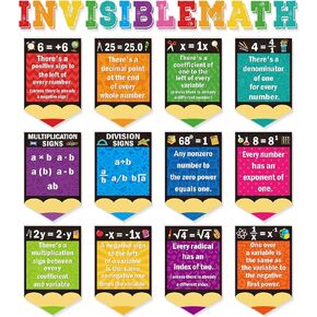 Ctosree 24 Pcs Math Poster Educational Math Keywords Classroom Decorations Mathematics Symbol Poster Bulletin Board Paper Cutouts Mathematics Elementary Middle School Wall Supplies