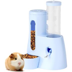 2-in-1 Hamster Water Bottle & Food Dispenser - Leak-Resistant Design for Glass/Wire Cages (120ml/4oz BPA-Free + Double Seal Nozzle) Dwarf Hamster & Mice Essentials (White, 6.3×5.1×4.3)