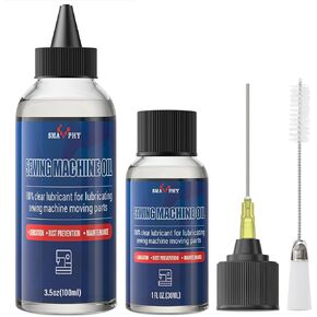 Sewing Machine Oil with Needle tip and Dual-Ended Brush, Clear Machine Oil for Lubrication of All Sewing Machine Moving Parts(3.5oz + 1oz)