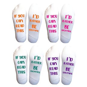 Funky Fun Socks With Sayings: Handcrafted Novelty Delights for All Ages, Versatile Sizing for Sizes 6-14, Exceptional Comfort & Durability, If You Can Read This Collection- I'd Rather be Shopping