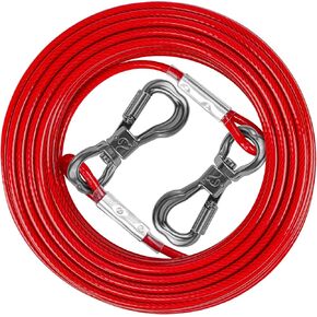 XiaZ 10FT Dog Tie Out Cable, Dog Leads for Yard 8/10/15/20/30/50 Feet, Heavy Duty Pet Runner Tether Chain Outside for Small Medium Large Dogs Up to 120 LBS