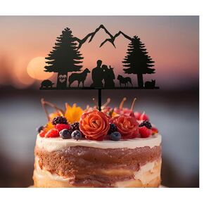Rustic Wedding Cake Topper Personalized Mountain Cake Topper for Anniversary Silhoutte Cake Topper Wedding Gift Custom Bride & Groom Cake Topper