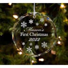 Personalized Crystal First Christmas Ornament with Gift Box