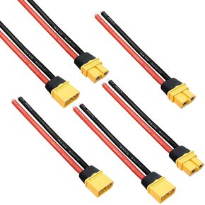 XT60H Connector Plug Cable - Female and Male (XT60 Upgrade Plug) Connectors Adapter with 12AWG 100mm Silicon Wire for RC Lipo Battery Cable Drone Car Boat (6PCS)