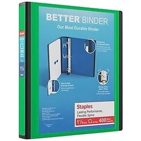 Staples 1 1/2-inch 3-Ring Better Binder, Green, 3/Pack (ST55861-CCVS)