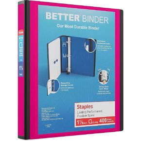 Staples 1 1/2-inch 3-Ring Better Binder, Pink, 3/Pack (ST55859-CCVS)