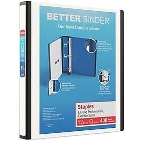 Staples 1 1/2-inch 3-Ring Better Binder, White, 3/Pack (ST55856-CCVS)