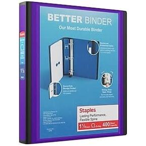 Staples 1 1/2-inch 3-Ring Better Binder, Purple, 3/Pack (ST55863-CCVS)