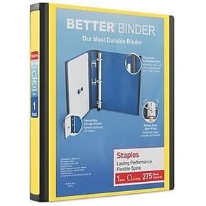 Staples 1-inch 3-Ring Better Binder, Yellow, 3/Pack (ST55846-CCVS)