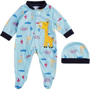 BABESIDE 2 PCS Reborn Baby Doll Clothes with Hat for 17-22 Inch Dolls, Giraffe Baby Dolls Outfit Accessories Set Boys Baby Clothing with Zipper, Blue