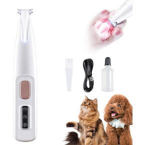 Electric Dog Clippers with LED Light - Cordless, Low Noise, Rechargeable Multi-Purpose Trimmer for Dogs, Paws, Ears, Face & Rump