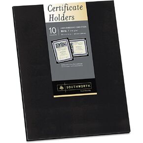 Southworth® Certificate Holders, 9 1/2" x 12", Black, Pack Of 10