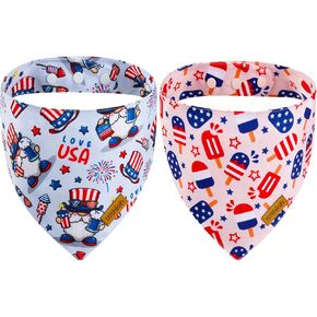 4th of July Dog Bandanas with Snap Button, 2 Pack American Flag Pet Scarf for Boy & Girl, Premium Durable Fabric, Adjustable Fit, Patriotic Bandana for Medium and Large Dogs (Large) in Saudi Arabia