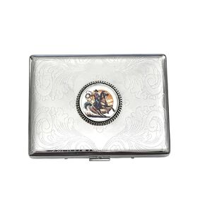 Stainless Steel WESTERN COWBOY Cigarette Case Business Card ID Holder /C2