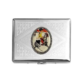 Stainless Steel WESTERN COWBOY Cigarette Case Business Card ID Holder /C3