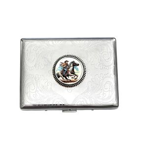 Stainless Steel WESTERN COWBOY Cigarette Case Business Card ID Holder /C2