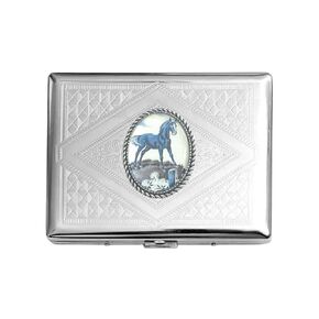 Stainless Steel WESTERN HORSE Cigarette Case Business Card ID Holder /C1