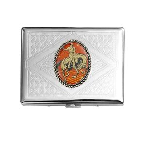 Stainless Steel WESTERN BRONCO HORSE Cigarette Case Business Card ID Holder /C2