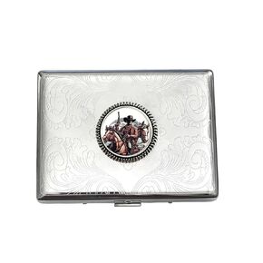 Stainless Steel WESTERN COWBOY Cigarette Case Business Card ID Holder /C2
