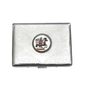 Stainless Steel WESTERN COWBOY Cigarette Case Business Card ID Holder /C2