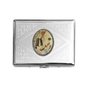 Stainless Steel WESTERN COOKING COWBOYS Cigarette Case Business Card ID Holder /C1