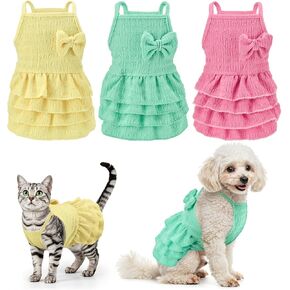 3Pcs Dog Summer Dresses Dog Camisole Dress with Tiered Skirt Pet Tiered Dress Summer Spring Clothes Pullover Vest Skirt for Small Medium Dogs M