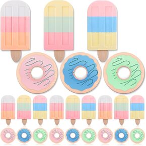 24 Pcs Ice Cream Sidewalk Chalk Set Multicolor Dessert Party Favors Bulk Donut Outdoor Washable Chalk for Adult Fun Summer Playground Outdoor Activities Painting on Chalkboard Blackboard